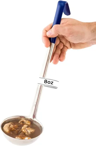 Vista 7 de Restaurantware Met Lux - Cucharón de sopa de 1 onza con mango de gancho, cuchara para servir, con mango amarillo, cuchara de cocina de acero