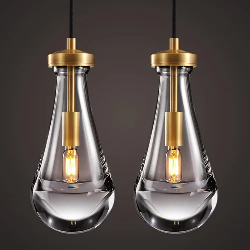 Vista 13 de Lámpara colgante de latón de 3 luces para isla de cocina, lámpara colgante de racimo de lluvia, lámpara de techo de cristal con cuerda ajustable