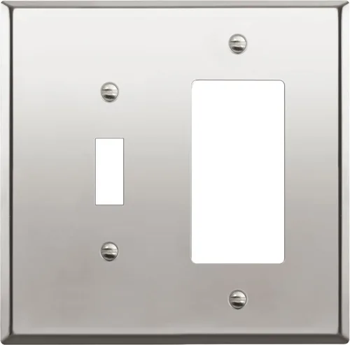 Vista 30 de ENERLITES - Placa de pared combinada para interruptor de palanca y enchufe decorativo, cubierta de acero inoxidable 201, resistente a la corrosión