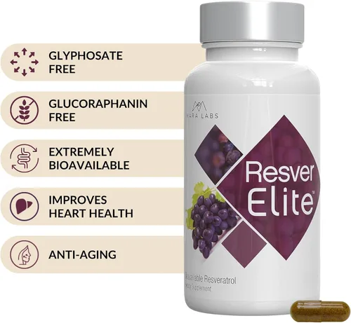 Vista 3 de Mara Labs ResverElite Resveratrol biodisponible Vegano, sin rellenos y sin OMG 30 cápsulas veganas