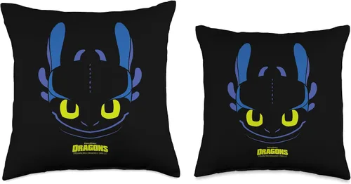 Vista 3 de DreamWorks Dragons Toothless Night Fury - Almohada para disfraz de cara grande, 16 x 16 pulgadas, multicolor