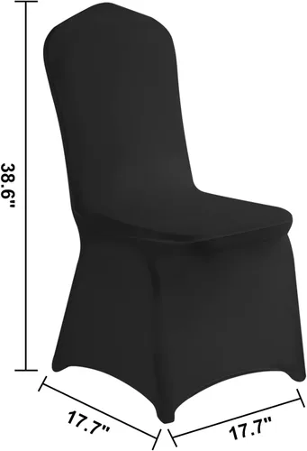 Vista 2 de LZY 6 piezas Fundas de Silla de Spandex Elásticas Fundas Deslizables para Fiestas de Boda, Fundas de Decoración de Sillas de Comedor y Banquete Negro