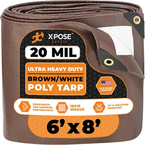 Vista 12 de Xpose Safety Lona ultra resistente de 5 x 7 pies, lonas impermeables de 20 mil para camping, aventuras al aire libre y cubierta de tienda
