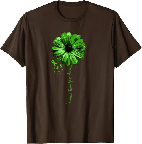 Vista 6 de Camiseta de conciencia de lesiones cerebrales traumáticas con cinta verde guerrero, Negro, S