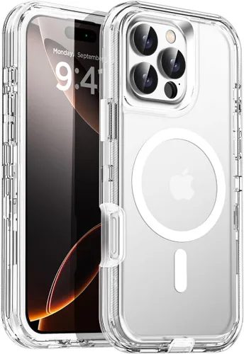 Vista 11 de AICase Funda transparente para iPhone 16e/13/iPhone 14, compatible con MagSafe 3 en 1, resistente protección contra caídas, cuerpo completo, a