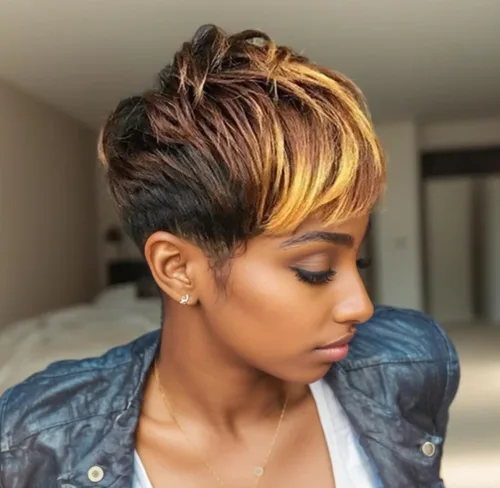 Vista 8 de Pixie Cut Wigs with Bangs Synthetic Wigs for Black Women Pixie Wig Short Haircuts (Nicelatus - 1057)