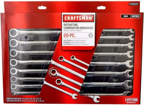 Vista 2 de Craftsman Juego de 20 llaves de trinquete combinadas métricas MM y SAE estándar