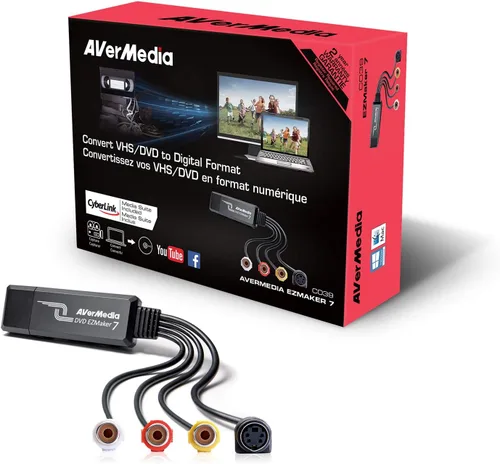 Vista 3 de AVerMedia EZMaker 7, tarjeta de captura de video USB, grabadora analógica a digital, compuesto RCA, VHS a DVD, S-Video, compatible con Windows 11
