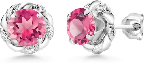 Vista 402 de Gem Stone King Aretes de plata de ley 925 de 0.236 in con piedra natal redonda para mujer