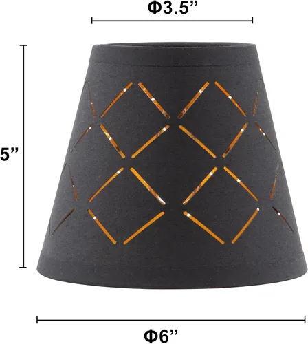 Vista 5 de Senmao Home Decor Juego de 6 pantallas de lámpara pequeñas, pantallas de araña de 3 x 6 x 5 pulgadas, tela de lino negro, mini pantallas de lámpara