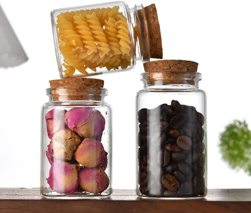 Vista 5 de Danmu Mini botellas de vidrio de 1.7 fl oz, frascos pequeños con tapones de corcho de madera, botellas de mensaje para recuerdos de boda, recuerdos