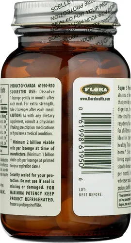 Vista 2 de Flora - Probiótico Super 5 pastillas - 2 mil millones de células - Apoya
