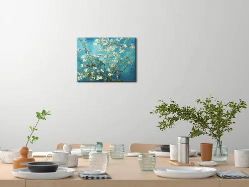 Vista 3 de Pyradecor Modernas pinturas al óleo famosas de flor de almendra, impresiones en lienzo de Van Gogh, cuadros florales sobre lienzo, arte de pared