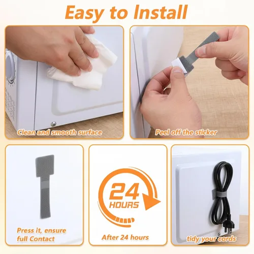 Vista 4 de 100 bridas de gancho y bucle, clips autoadhesivos de gestión de cables, correas ajustables de gancho y bucle, envoltorios de cable, soporte de cable
