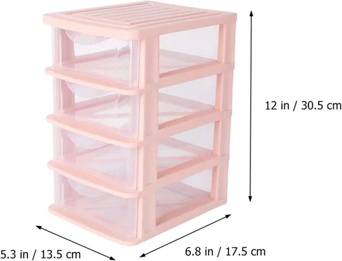 Vista 3 de Housoutil Caja de almacenamiento para estantes de escritorio, cajón de plástico, organizador de varios cajones, organizador de escritorio, cajón