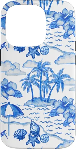 Vista 17 de Funda para iPhone 16 Coastal Nieta Preppy Hawaiian Hibiscus Coconut Girl