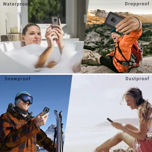 Vista 6 de Lanhiem Funda para teléfono Samsung Galaxy S9, IP68 impermeable a prueba de polvo con protector de pantalla incorporado, carcasa protectora a prueba