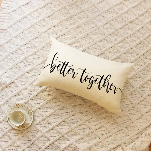 Vista 2 de Ogiselestyle Fundas de almohada de granja con citas de Better Together de 12 x 20 pulgadas, fundas de almohada lumbares decorativas para el hogar