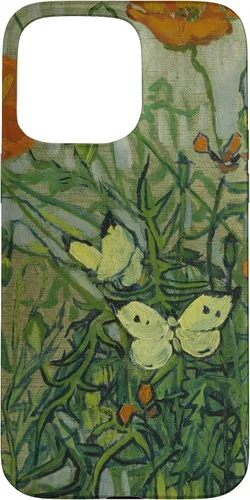 Vista 31 de Vincent Van Gogh - Carcasa para iPhone 17, diseño de mariposas y amapolas