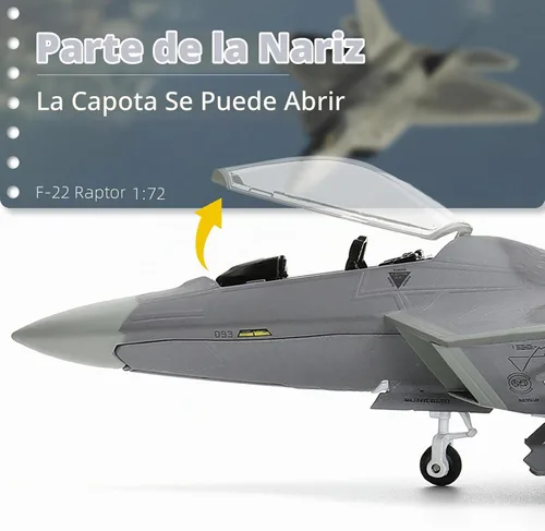 Vista 3 de NUOTIE USA F-22 Raptor Fighter Attack Pre-Build Modelo 1:72 (AK 093)