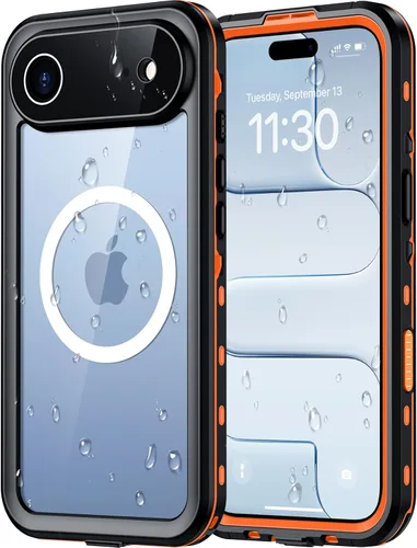 Vista 34 de Red2Fire Funda impermeable para iPhone 16, protector de pantalla integrado y protector de cámara, compatible con MagSafe, cuerpo completo a prueba