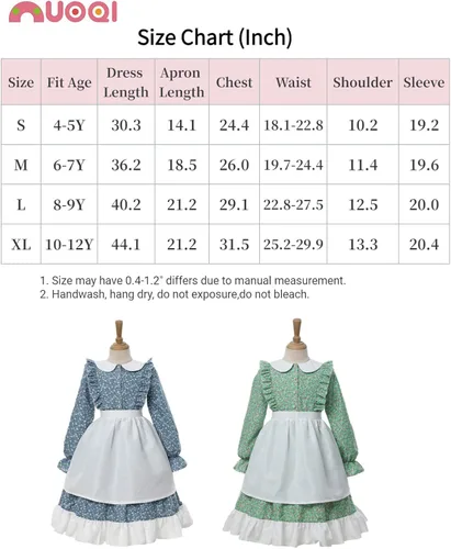 Vista 4 de Nuoqi Vestidos pioneros para niñas, disfraz colonial de Laura Ingalls Wilder