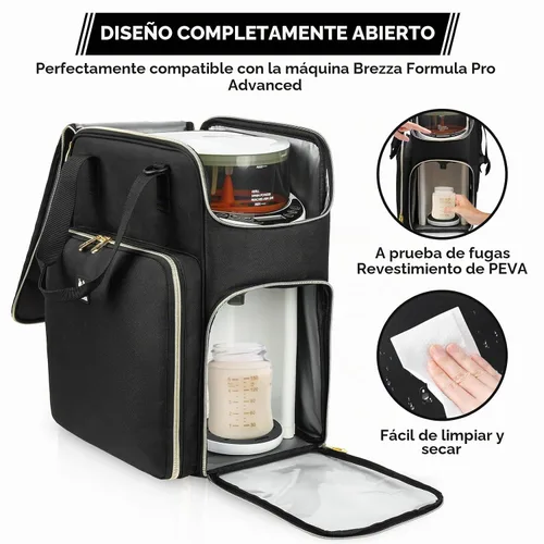 Vista 2 de Estuche de transporte compatible con Baby Brezza Formula Pro Advanced Formula Pro, bolsa de viaje con mezclador de fórmula aislada con correa
