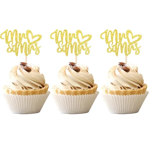 Vista 14 de 36 piezas de decoración para cupcakes con corazón de amor con purpurina para despedida de soltera, para boda, compromiso, cumpleaños, aniversario