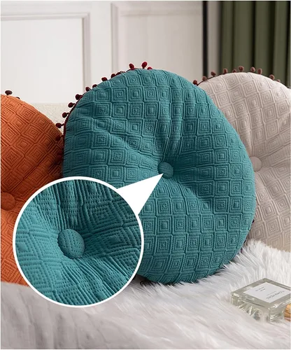 Vista 5 de Cojín redondo de bola redonda Almohada de sofá Cojín de piso (azul, 15.7in40cm)
