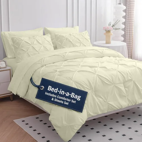 Vista 10 de LANE LINEN Juego de edredón individual de 5 piezas - Ropa de cama con diseño clásico de puntada pintuck - con 1 edredón, 1 funda de almohada, 1