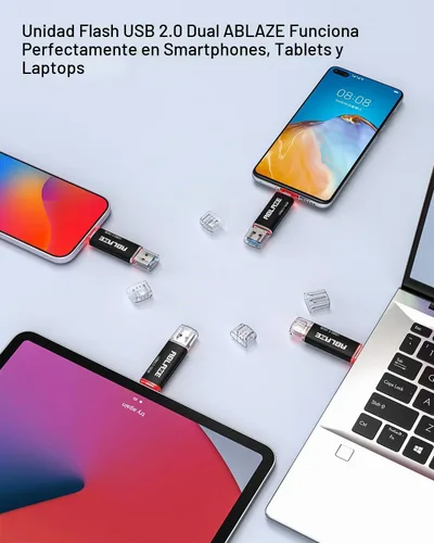 Vista 7 de ABLAZE 16GB Unidad Flash USB Tipo C 10 Pack, Memoria Stick Thumb Drive Dual USB 2.0+USB C Compatible con iPhone 16/15, Smartphone Android Paquete