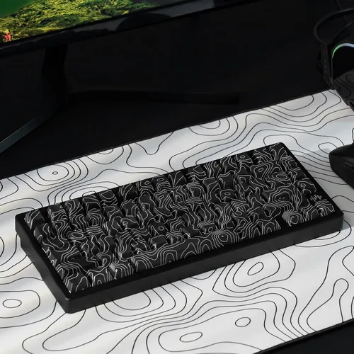 Vista 3 de dagaladoo Teclas negras topográficas Teclas PBT de doble inyección Teclas de teclado con brillo Teclas laterales impresas Teclas de perfil Cherry