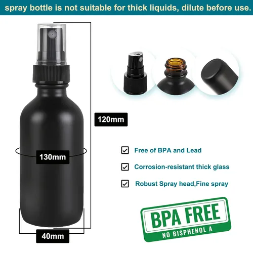 Vista 9 de Botella de spray de vidrio NOOEEISS, Ámbar
