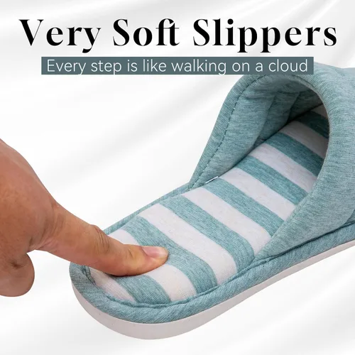 Vista 4 de OanKhunera Pantuflas de punta abierta para mujer, cómodas pantuflas de casa para mujer, de espuma viscoelástica, cómodas y suaves, acogedoras