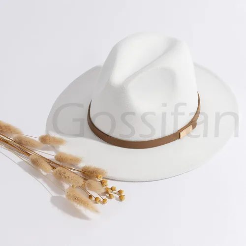 Vista 101 de Sombreros Fedora para hombre, sombrero Panamá de ala ancha con cinturón clásico Unisex Felt Fedora, Adjustable Fit, Breathable Sweatband, All-Day