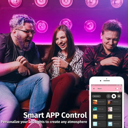Vista 3 de GIDEALED Smart Zigbee 3.0 RGBWW - Tira de luces LED, kit de 16.4 pies compatible con Echo Plus Echo Studio Alexa Control de voz y aplicación RGB Kit