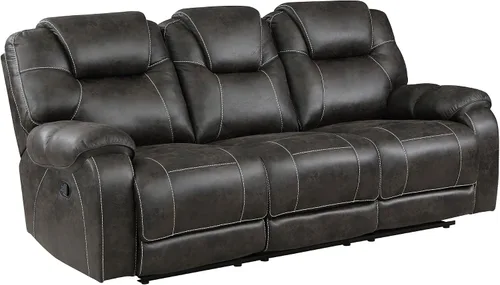 Vista 5 de Lexicon Juego de muebles de sala de estar de 2 piezas, juego de sofá reclinable manual de microfibra pulida con reposabrazos superior de almohada