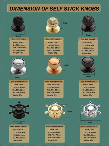 Vista 6 de Perillas de metal autoadhesivas instantáneas para cajones de gabinetes, ayudantes con adhesivo, 2 unidades, juego de perillas para muebles, manijas