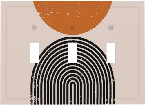 Vista 135 de Taupe Beige Marrón Gris Abstracto Arte 1-Banda Interruptor de Luz Doble de Recepción Placa de Pared Toma Cubiertas Eléctricas Decorativas Modernas