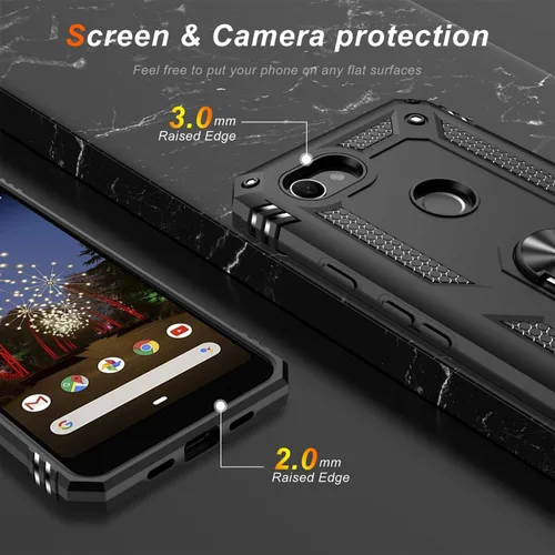 Vista 3 de LUMARKE para Google Pixel 3A XL - Funda con protector de pantalla, funda protectora grado militar probada contra caídas de 16 pies con soporte