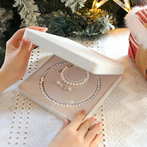 Vista 7 de AOOVOO Genuine Freshwater Cultured Pearl Necklace and Earring Set Wedding Pearl Jewelry Sets for Bride Bridesmaid Women Girls in AAA Quality Mothers