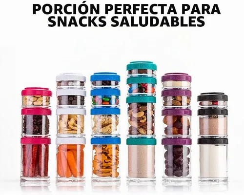 Vista 7 de BlenderBottle GoStak Twist n' Lock - Tarros de almacenamiento, 40 cc, 4 unidades, color negro
