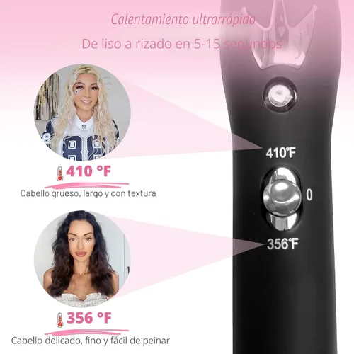 Vista 3 de Rizador de 3 barriles Aleath: Regalos de cumpleaños para mujeres, rizador de pelo de doble voltaje con temperatura ajustable, tres barriles