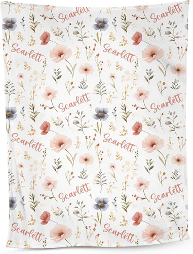Vista 19 de NAZENTI Manta de bebé de elefante personalizada, manta de bebé niña personalizada con nombre y floral, regalo para niñas y niños, recién nacidos