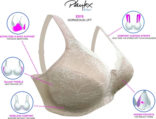Vista 4 de Playtex Women's 18 Hour Gorgeous Lift Wirefree Bra Use515