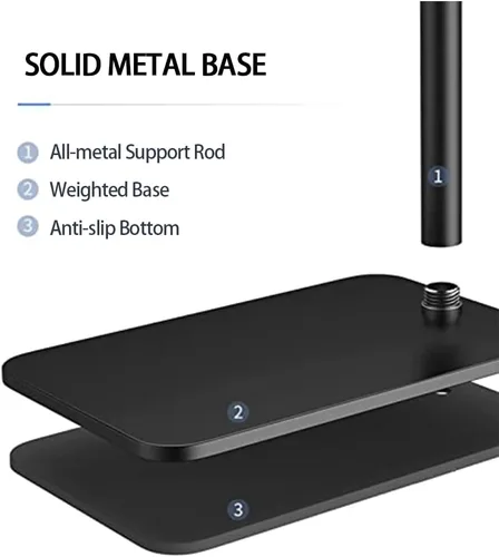 Vista 4 de Soporte de proyector de altura ajustable de 16 a 48 pulgadas, soporte de techo universal para proyector de rotación de 360 grados, compatible