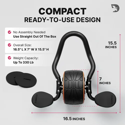 Vista 8 de DMoose Fitness Ab Roller Wheel with Elbow Support & 2 Knee Pads - Abdominal Exercise Trainer for Core Strength Training - Ultimate Abs Workout