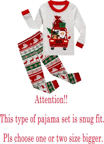 Vista 2 de KikizYe Conjunto de pijamas para niños y niñas pequeños, 100% algodón, ropa de dormir
