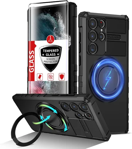 Vista 60 de Funda magnética para Samsung Galaxy Note 20 Ultra compatible con carga inalámbrica MagSafe, con 1 protector de pantalla, anillo de soporte integrado