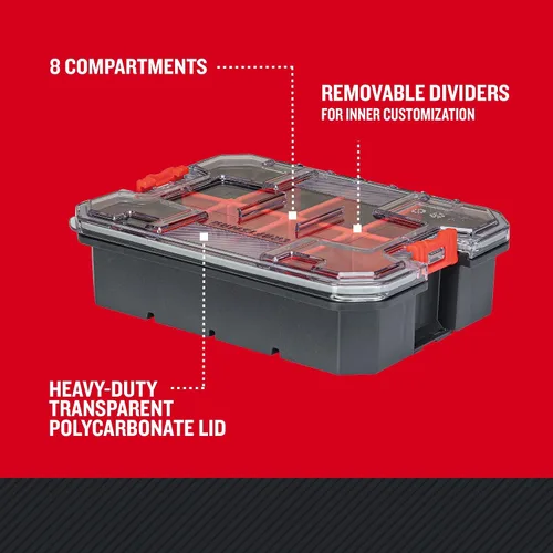 Vista 12 de CRAFTSMAN VERSASTACK Organizador de almacenamiento, organizador de piezas pequeñas, 8 compartimentos, tapa incluye pestillo seguro (CMST17827)
